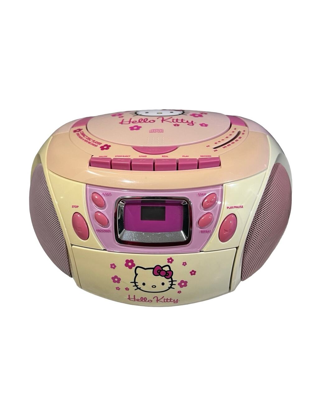 Hello Kitty Sanrio CD Cassette Player AM FM Radio Boombox Pink 2008 Vintage